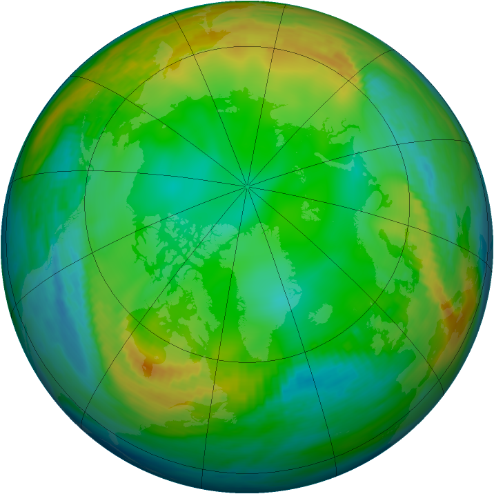 Arctic ozone map for 20 December 1980